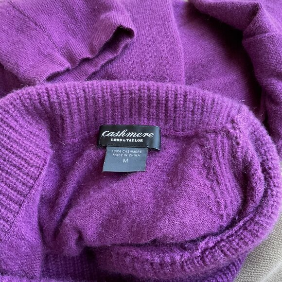 Lord & Taylor Sweater Cashmere Cowl Turtleneck Long Sleeve Purple (M) - Picture 4 of 6